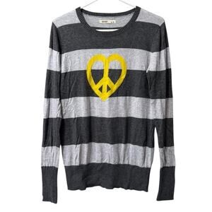 Old Navy Women Pullover Sweater Size M‎ Yellow Heart Striped Lightweight Comfort